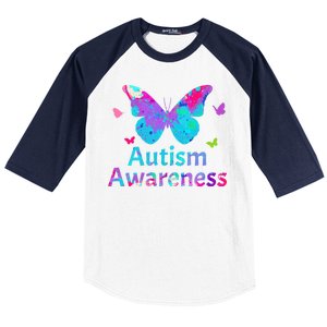 Autism Awareness Butterflies  Baseball Sleeve Shirt