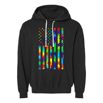 Autism Awareness Colorful Puzzle Flag Garment-Dyed Fleece Hoodie