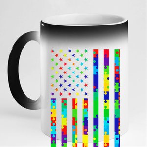 Autism Awareness Colorful Puzzle Flag 11oz Black Color Changing Mug