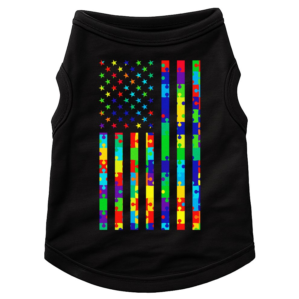 Autism Awareness Colorful Puzzle Flag Doggie Tank