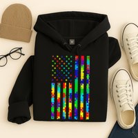 Autism Awareness Colorful Puzzle Flag Hoodie