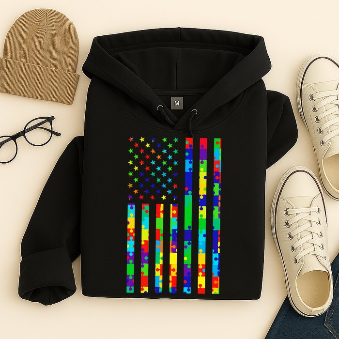 Autism Awareness Colorful Puzzle Flag Hoodie