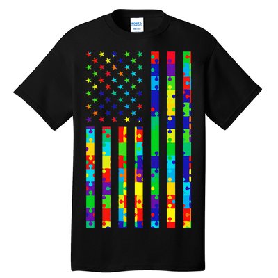 Autism Awareness Colorful Puzzle Flag Tall T-Shirt