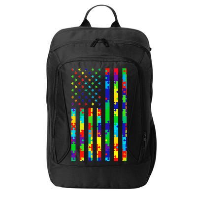 Autism Awareness Colorful Puzzle Flag City Backpack