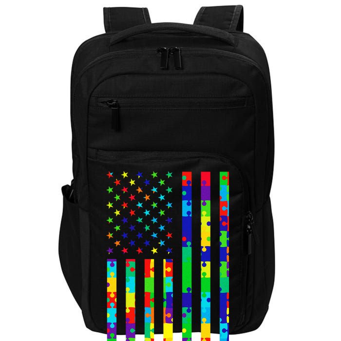 Autism Awareness Colorful Puzzle Flag Impact Tech Backpack