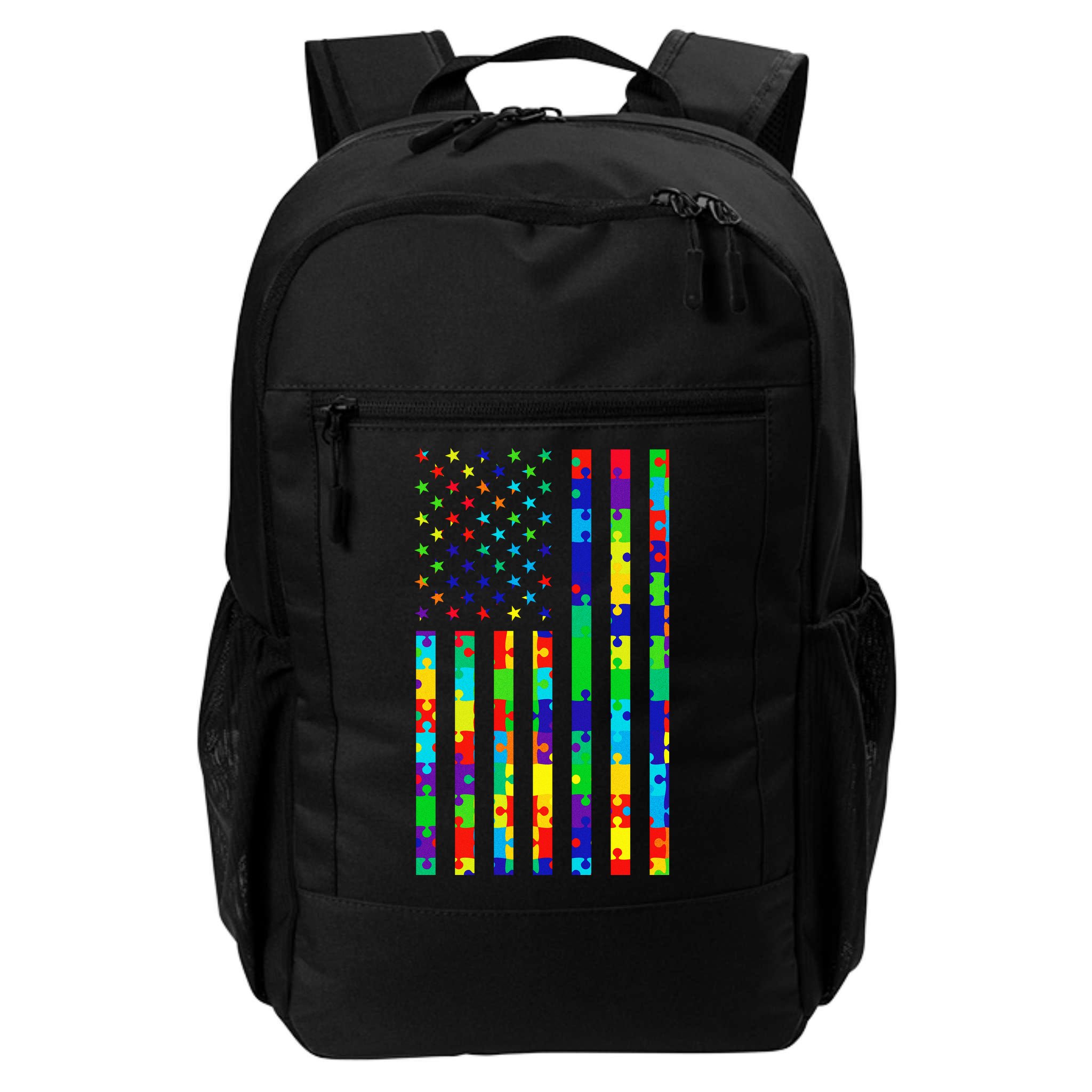 Autism Awareness Colorful Puzzle Flag Backpack