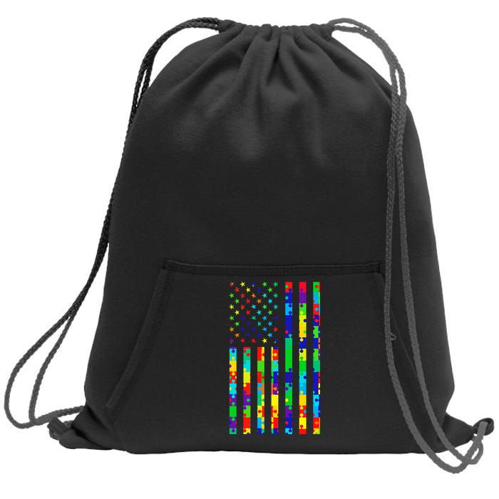 Autism Awareness Colorful Puzzle Flag Sweatshirt Cinch Pack Bag