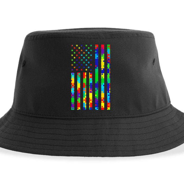 Autism Awareness Colorful Puzzle Flag Sustainable Bucket Hat