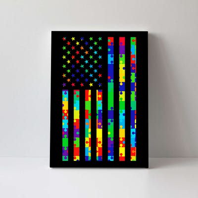 Autism Awareness Colorful Puzzle Flag Canvas