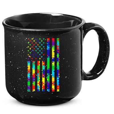 Autism Awareness Colorful Puzzle Flag 15oz Campfire Ceramic Mug