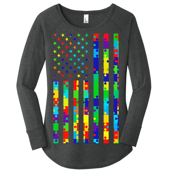 Autism Awareness Colorful Puzzle Flag Women's Perfect Tri Tunic Long Sleeve Shirt