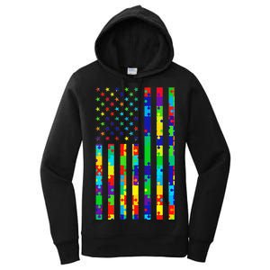 Autism Awareness Colorful Puzzle Flag Women's Pullover Hoodie