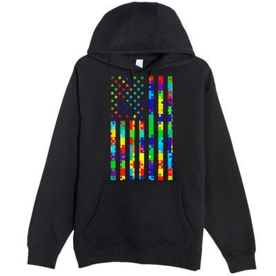 Autism Awareness Colorful Puzzle Flag Premium Pullover Hoodie
