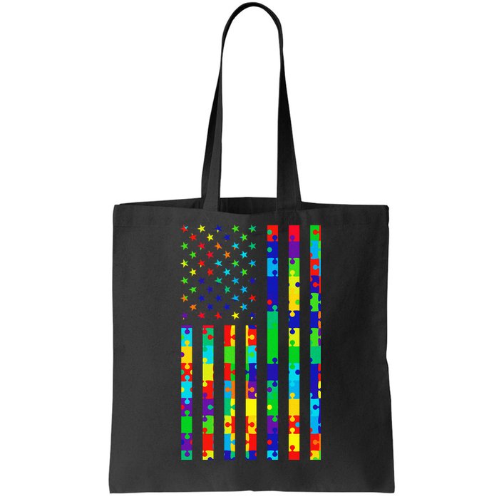 Autism Awareness Colorful Puzzle Flag Tote Bag