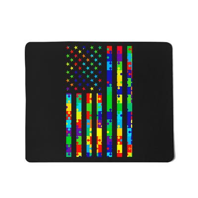 Autism Awareness Colorful Puzzle Flag Mousepad