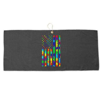 Autism Awareness Colorful Puzzle Flag Large Microfiber Waffle Golf Towel