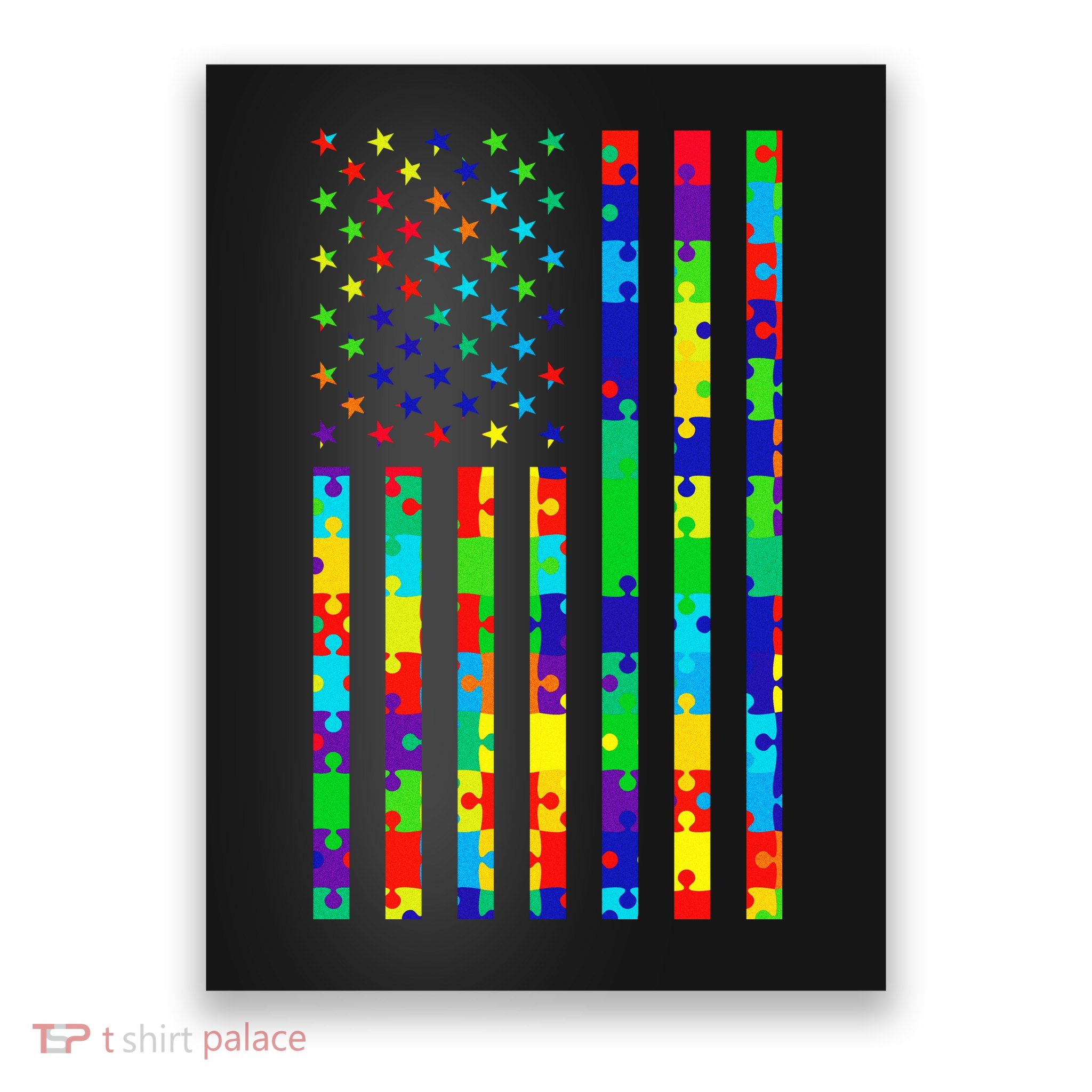 Autism Awareness Colorful Puzzle Flag Poster