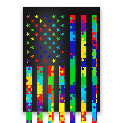 Autism Awareness Colorful Puzzle Flag Poster