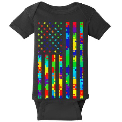 Autism Awareness Colorful Puzzle Flag Baby Bodysuit