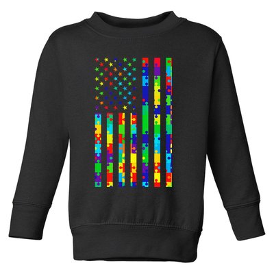 Autism Awareness Colorful Puzzle Flag Toddler Sweatshirt