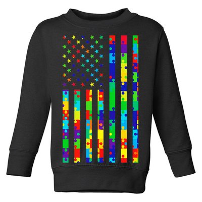 Autism Awareness Colorful Puzzle Flag Toddler Sweatshirt