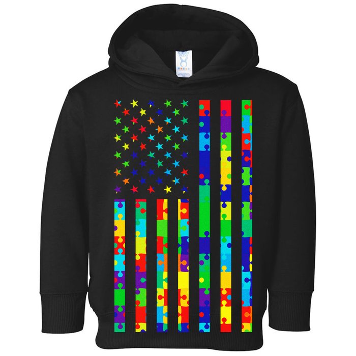 Autism Awareness Colorful Puzzle Flag Toddler Hoodie