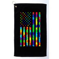 Autism Awareness Colorful Puzzle Flag Golf Towel