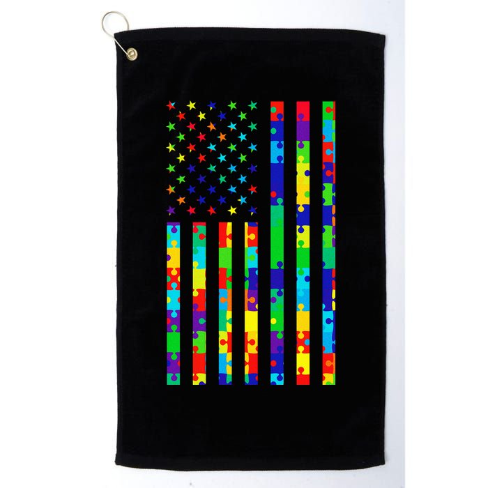 Autism Awareness Colorful Puzzle Flag Golf Towel