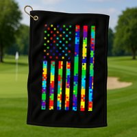 Autism Awareness Colorful Puzzle Flag Golf Towel