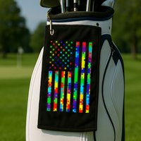 Autism Awareness Colorful Puzzle Flag Golf Towel