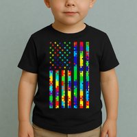 Autism Awareness Colorful Puzzle Flag Toddler T-Shirt
