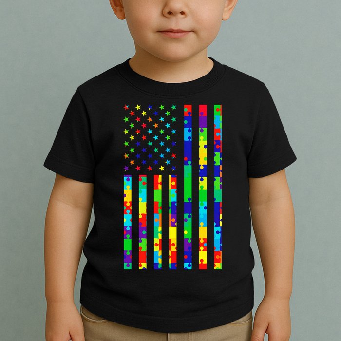 Autism Awareness Colorful Puzzle Flag Toddler T-Shirt