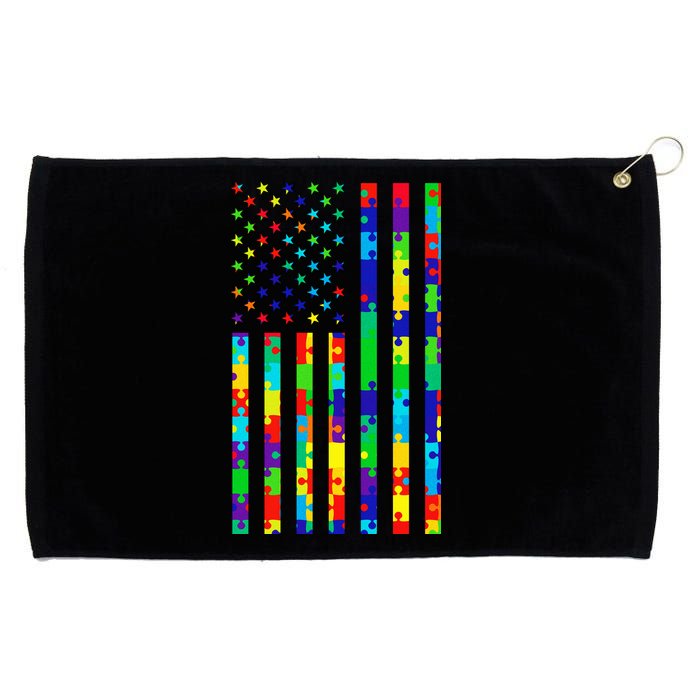 Autism Awareness Colorful Puzzle Flag Grommeted Golf Towel