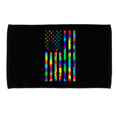 Autism Awareness Colorful Puzzle Flag Microfiber Hand Towel