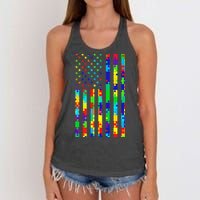 Autism Awareness Colorful Puzzle Flag Women's Knotted Racerback Tank