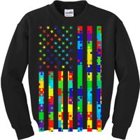 Autism Awareness Colorful Puzzle Flag Kids Sweatshirt