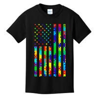 Autism Awareness Colorful Puzzle Flag Kids T-Shirt