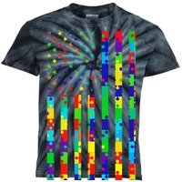 Autism Awareness Colorful Puzzle Flag Kids Tie-Dye T-Shirt