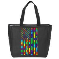 Autism Awareness Colorful Puzzle Flag Zip Tote Bag