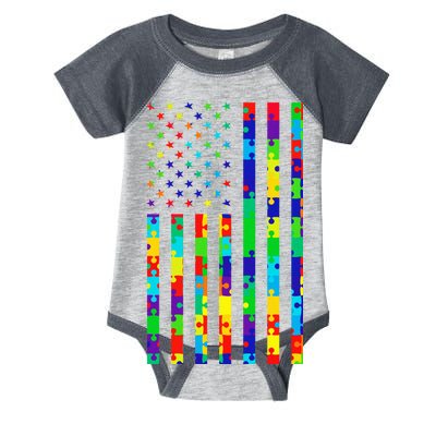 Autism Awareness Colorful Puzzle Flag Infant Baby Jersey Bodysuit