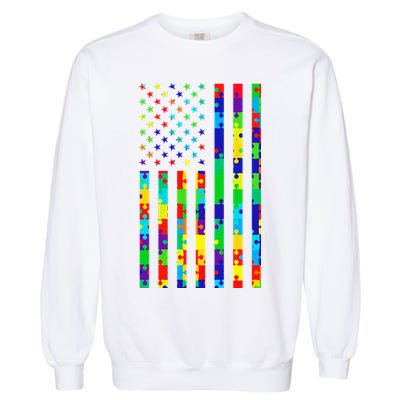 Autism Awareness Colorful Puzzle Flag Garment-Dyed Sweatshirt
