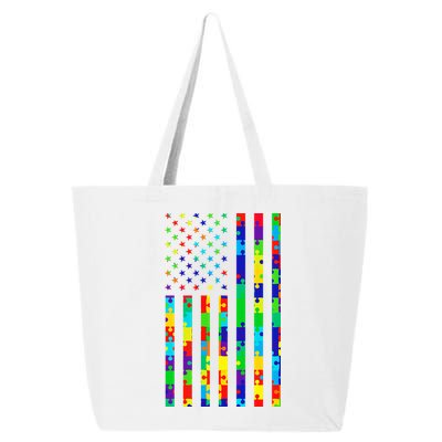 Autism Awareness Colorful Puzzle Flag 25L Jumbo Tote