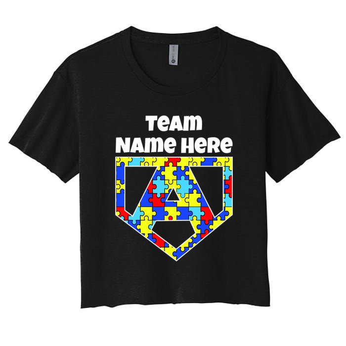 Autism Awareness Custom Personalize Superhero Women's Crop Top Tee
