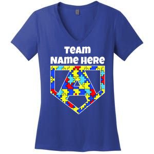 Autism Awareness Custom Personalize Superhero Women's V-Neck T-Shirt