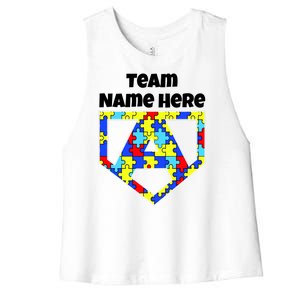 Autism Awareness Custom Personalize Superhero Women's Racerback Cropped Tank