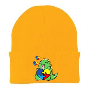 Autism Awareness Cute Dinosaur Puzzle Piece Knit Cap Winter Beanie