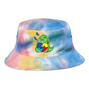 Autism Awareness Cute Dinosaur Puzzle Piece Tie Dye Newport Bucket Hat