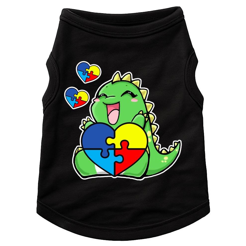 Autism Awareness Cute Dinosaur Puzzle Piece Doggie Tank