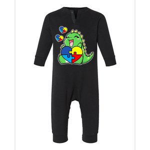 Autism Awareness Cute Dinosaur Puzzle Piece Infant Fleece One Piece