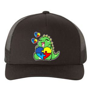 Autism Awareness Cute Dinosaur Puzzle Piece Yupoong Adult 5-Panel Trucker Hat